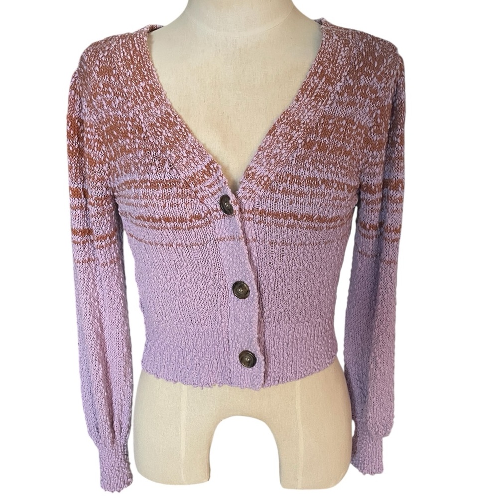 J. Crew Lavender and Brown Cardigan
